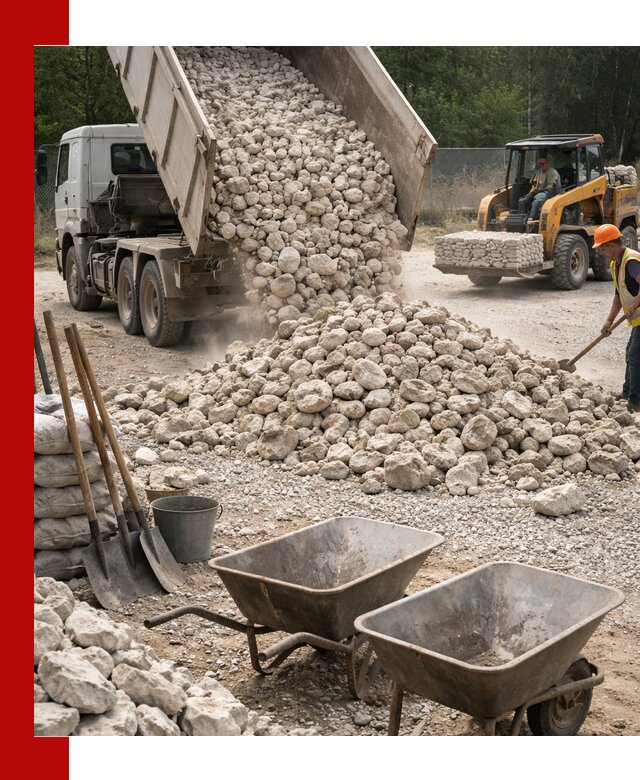 Доставка и продажа бутового известнякового камня в Кандалакше