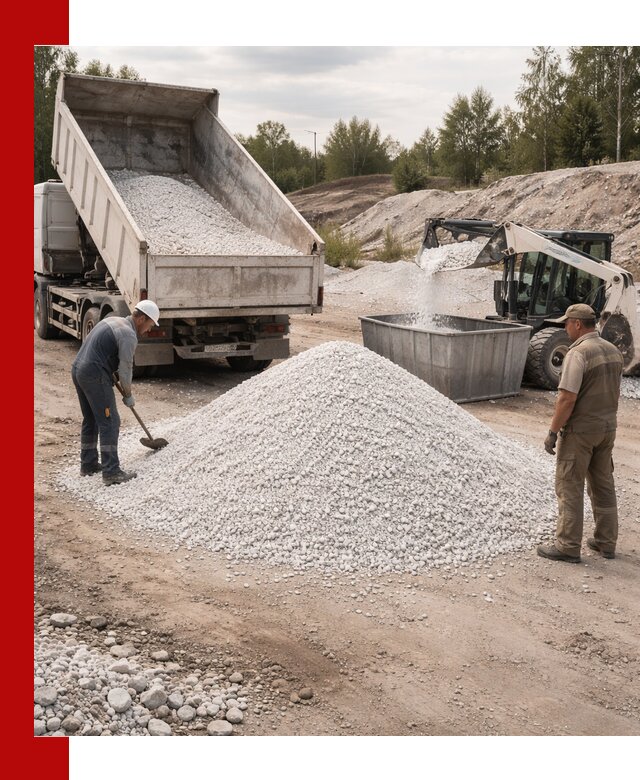 Доставка и продажа белой мраморной крошки в Кандалакше