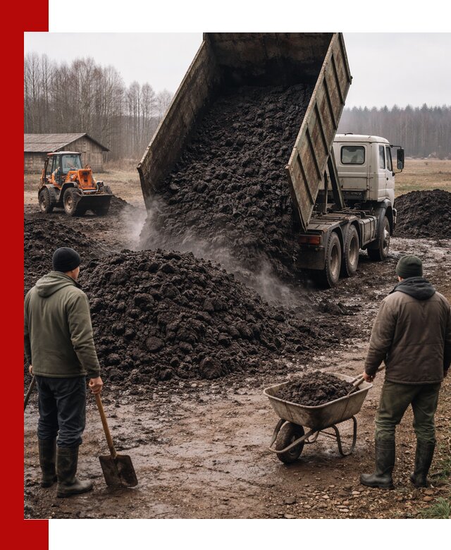 Доставка низинного торфа с разгрузкой и доставкой в Кандалакше