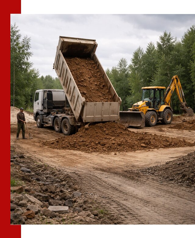 Доставка суглинка самосвалами в Кандалакше подсыпка и планировка