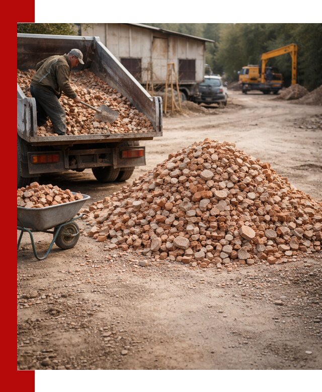 Доставка и подушка из боя кирпича с разгрузкой в Кандалакше