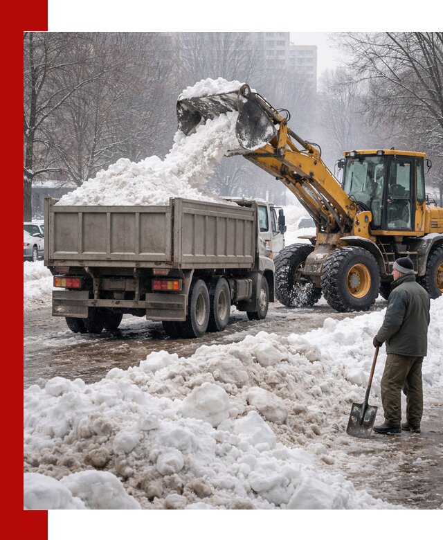 Вывоз снега грузовой техникой в Кандалакше оперативно и чисто